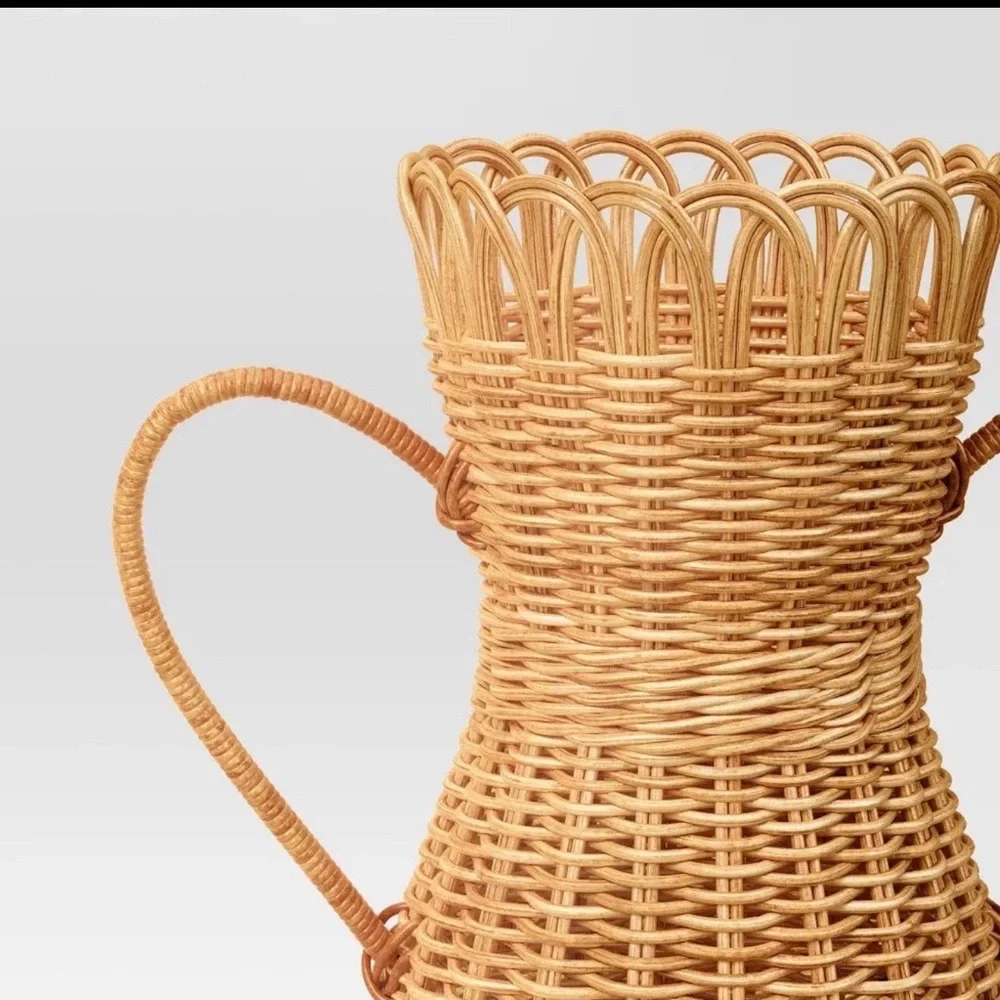 Woven Rattan Vase‎ with Handles.